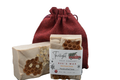Holiday Artisan Soap – Goat Milk, Beeswax & Honey – Christmas Burlap Bag – Stocking Stuffer