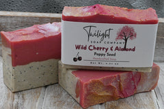 Wild Cherry and Almond Poppy Seed Soap Coconut Milk Plant Based Natural Handmade Bar