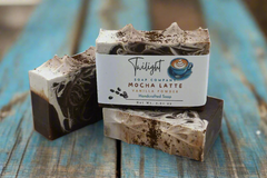 Mocha Latte Coffee Soap, with Vanilla Cream, Organic Coffee, Exfoliating Plant Based Natural Handmade Bar Soap