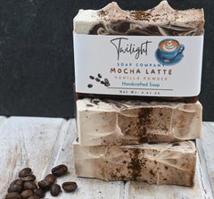 Mocha Latte Coffee Soap, with Vanilla Cream, Organic Coffee, Exfoliating Plant Based Natural Handmade Bar Soap
