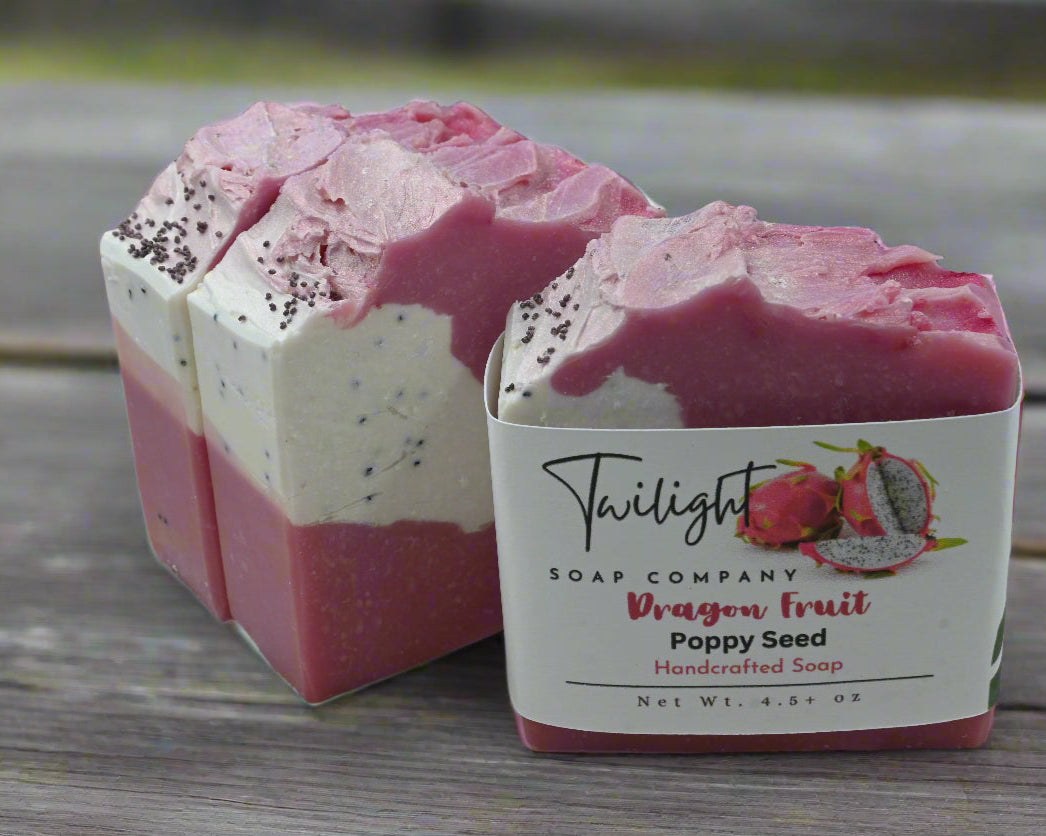 Dragon Fruit Poppy Seed Soap Coconut Milk Plant Based Natural Handmade Bar