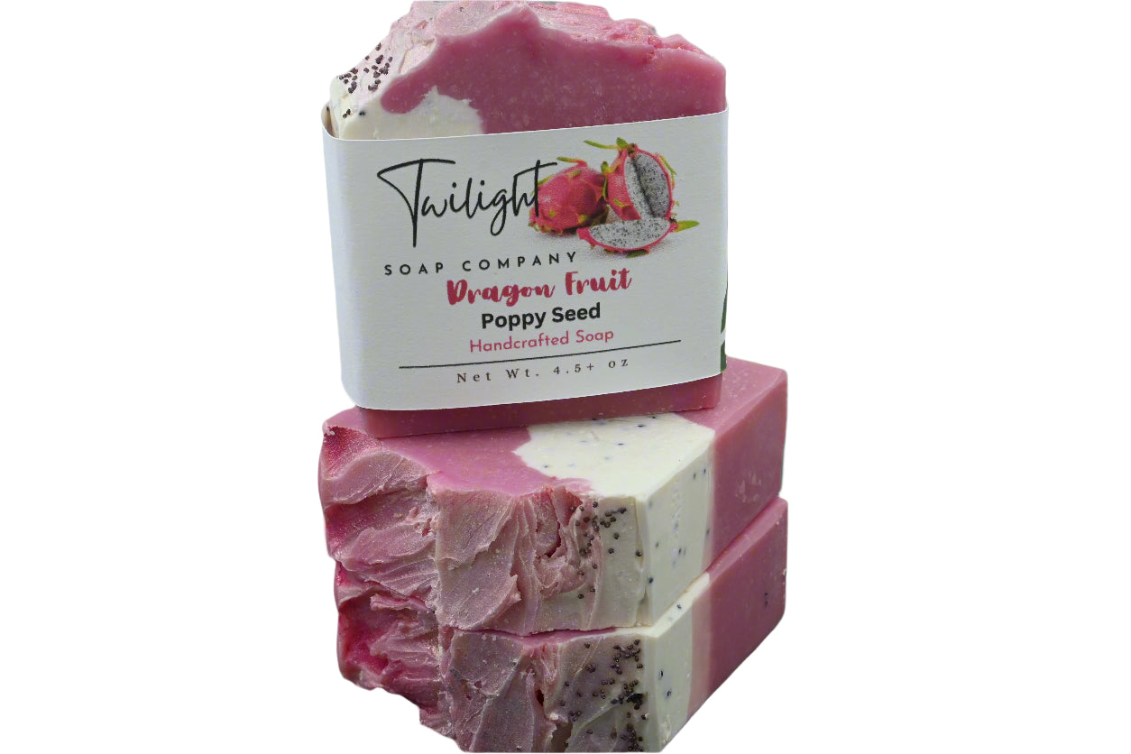 Dragon Fruit Poppy Seed Soap Coconut Milk Plant Based Natural Handmade Bar