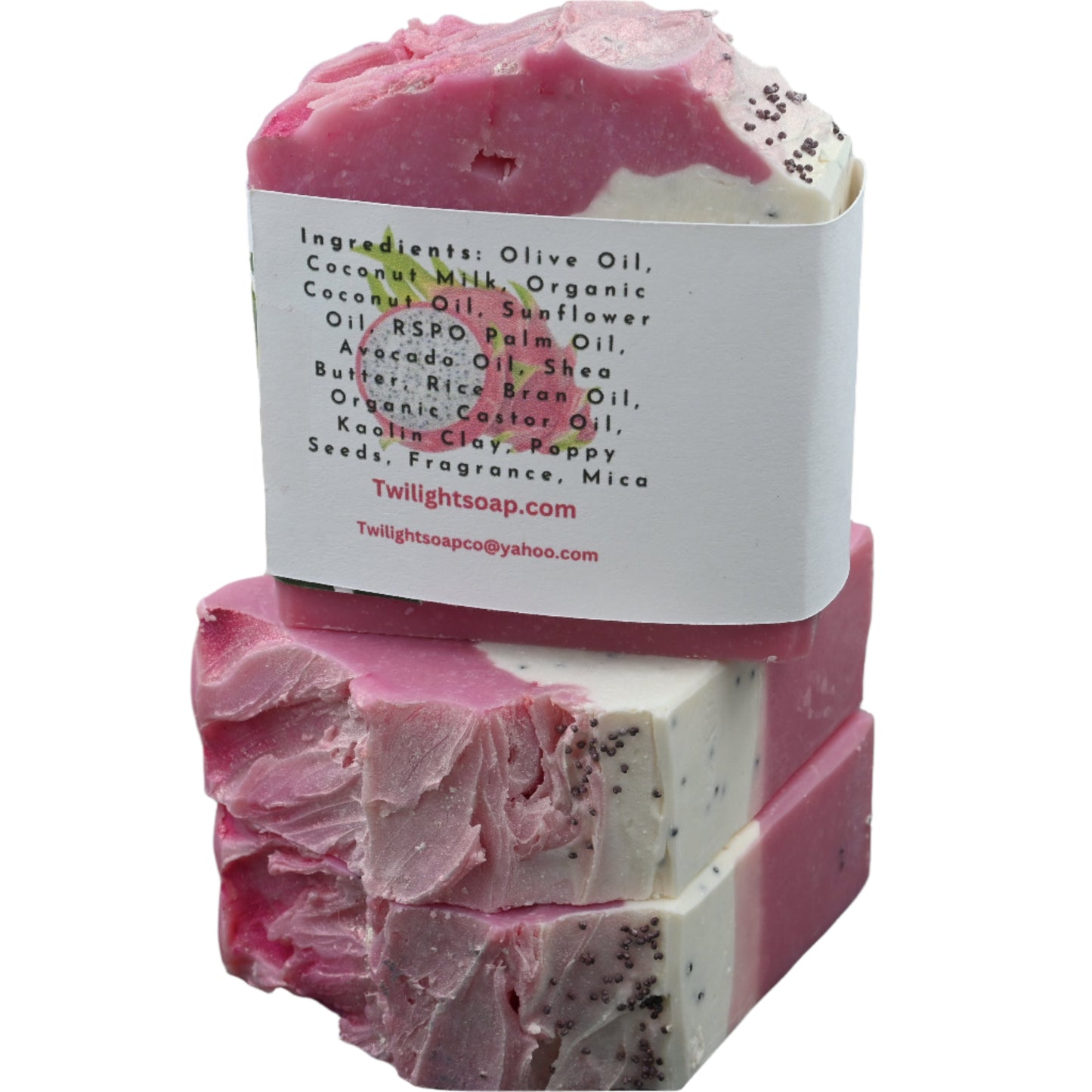 Dragon Fruit Poppy Seed Soap Coconut Milk Plant Based Natural Handmade Bar