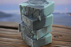 Midnight Drift Cambrian Blue Clay, Black Castor Oil and Activated Charcoal Soap, Plant Based Natural Aloe Vera Handmade Bar Soap
