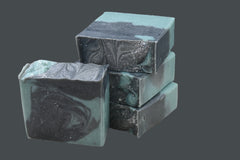 Midnight Drift Cambrian Blue Clay, Black Castor Oil and Activated Charcoal Soap, Plant Based Natural Aloe Vera Handmade Bar Soap