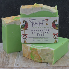 Partridge in a Pear Tree Soap – Aloe Vera Handmade Bar – Christmas Gift in Organza Bag
