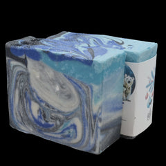 Polar Frost Winter Soap – Aloe Vera, Shea Butter, Charcoal, Artisan Blue & Black Bar in Organza Bag