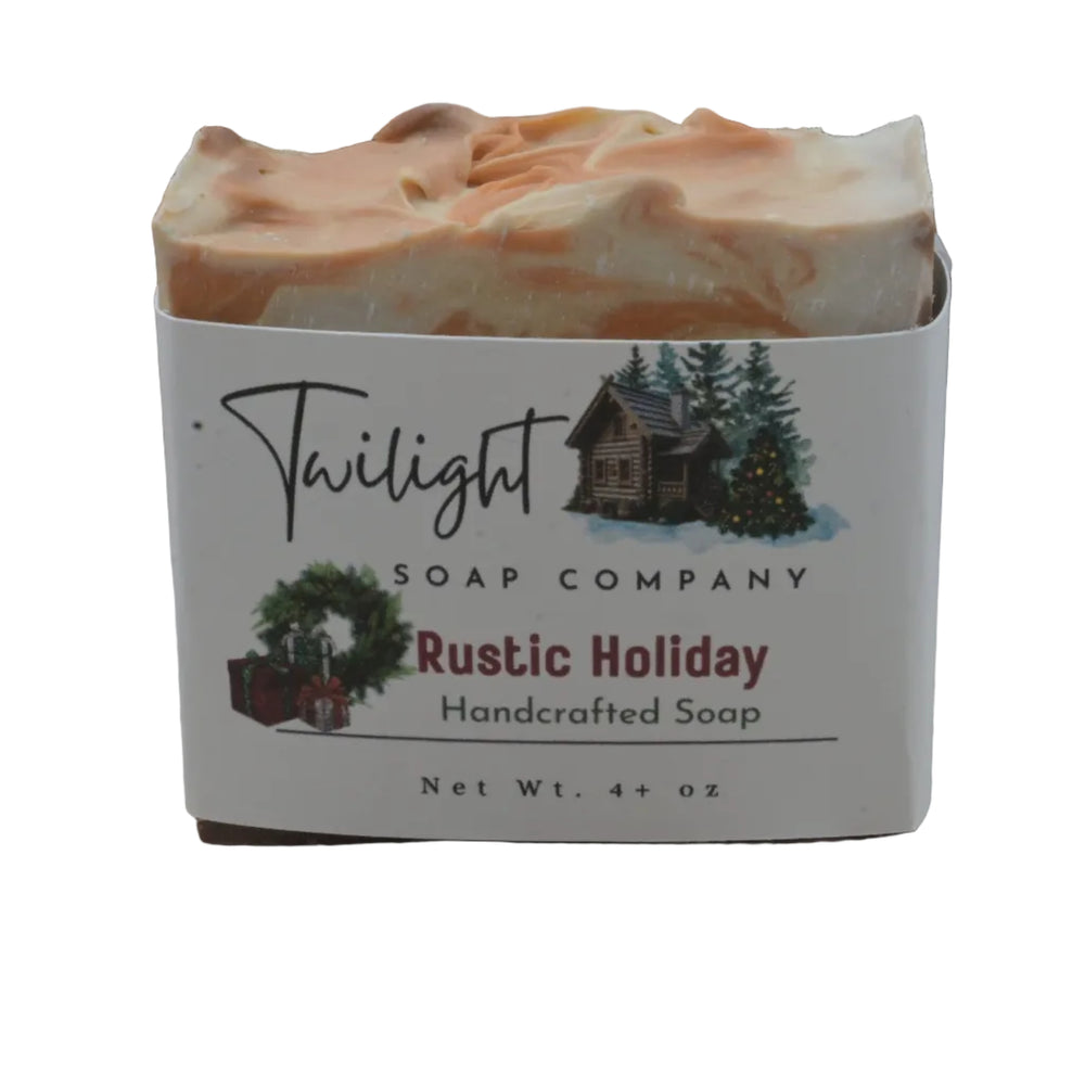 Twilight Soap Company Rustic Holiday soap bar on a wooden surface