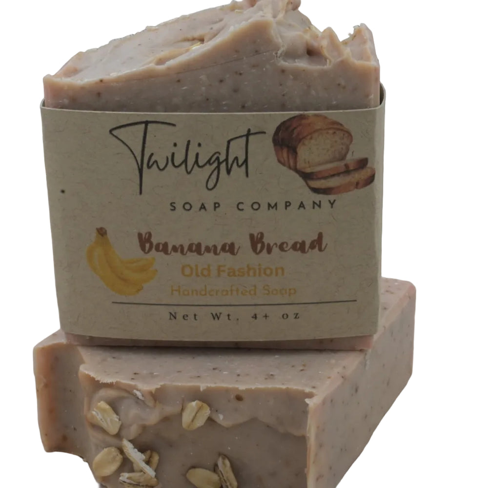 Bar of soap with 'Twilight Soap Company' packaging on a wooden surface