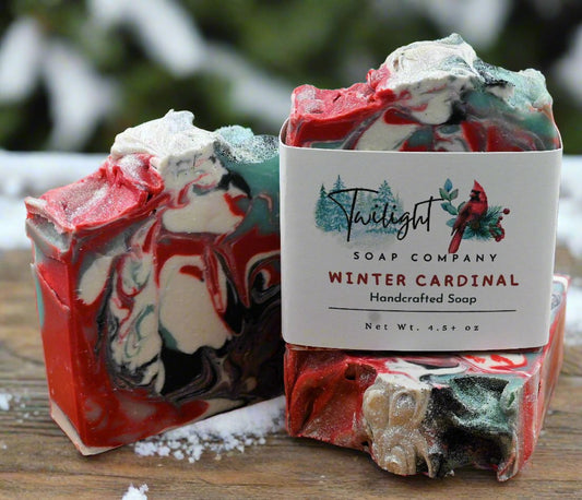 Winter Cardinal Handmade Bar Soap with Coconut Milk, Activated Charcoal and Shea Butter