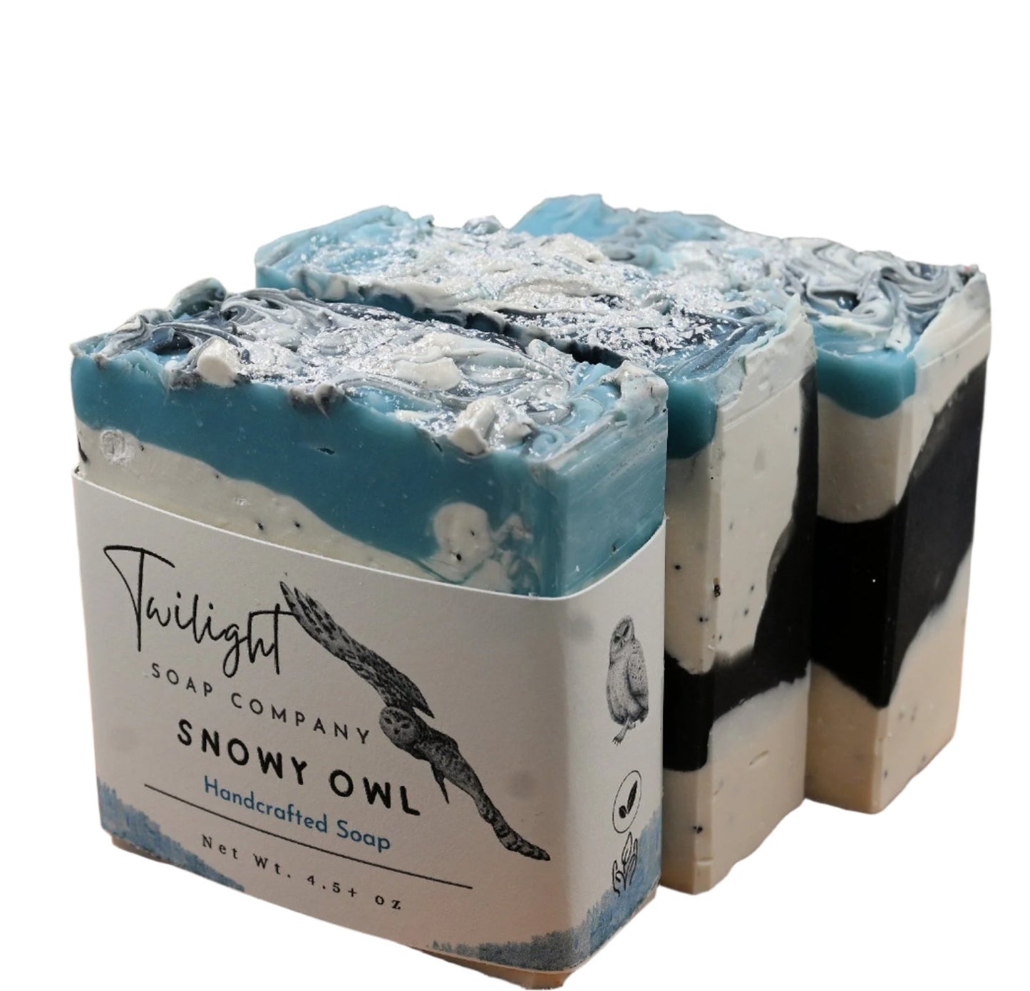 Snowy Owl Poppy Seed Exfoliating Handmade Bar Soap with Activated Charcoal and Coconut Milk