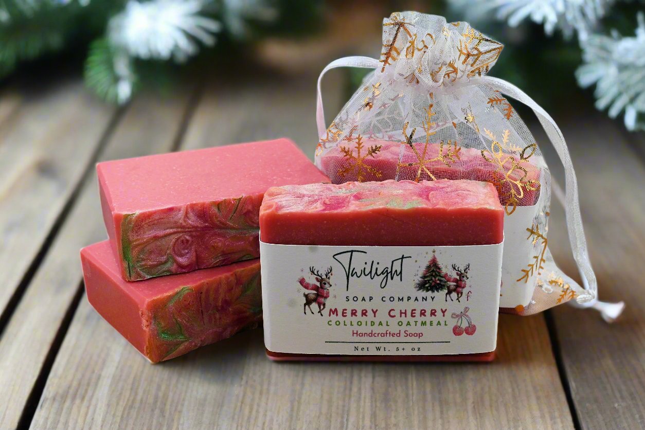 Merry Cherry Christmas Soap Coconut Milk Plant Based Natural Handmade Bar