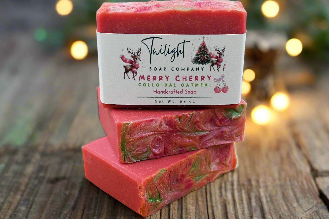 Merry Cherry Christmas Soap Coconut Milk Plant Based Natural Handmade Bar