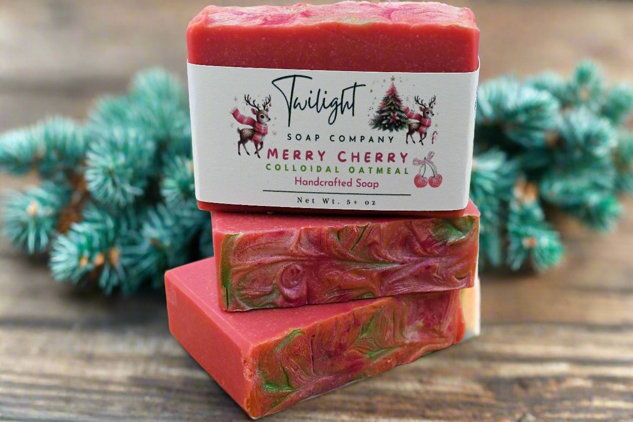 Merry Cherry Christmas Soap Coconut Milk Plant Based Natural Handmade Bar