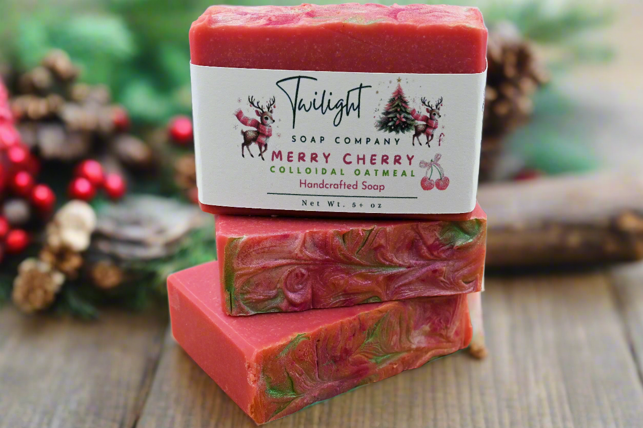 Merry Cherry Christmas Soap Coconut Milk Plant Based Natural Handmade Bar