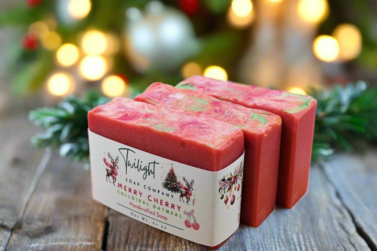 Merry Cherry Christmas Soap Coconut Milk Plant Based Natural Handmade Bar