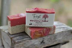 Wild Cherry and Almond Poppy Seed Soap Coconut Milk Plant Based Natural Handmade Bar