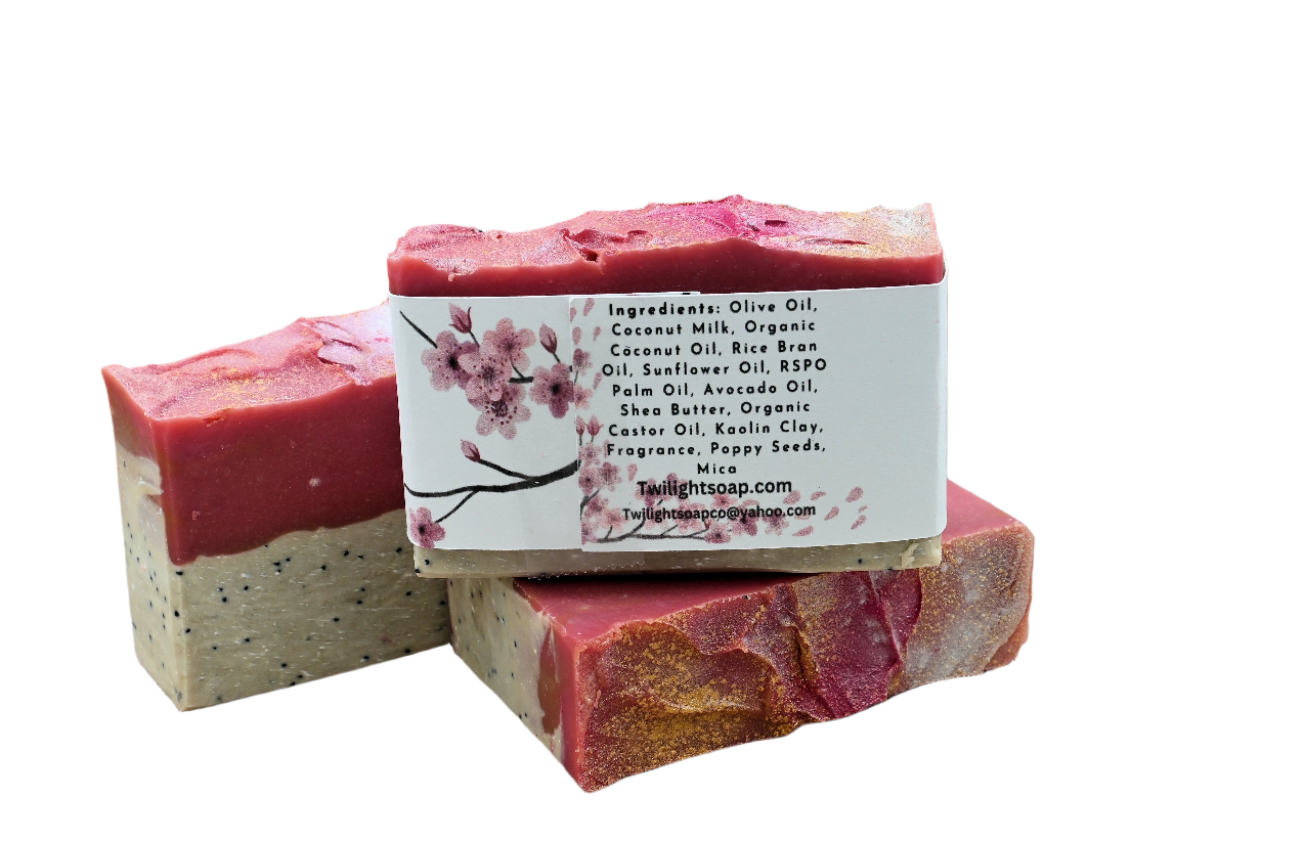 Wild Cherry and Almond Poppy Seed Soap Coconut Milk Plant Based Natural Handmade Bar