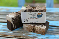 Mocha Latte Coffee Soap, with Vanilla Cream, Organic Coffee,  Exfoliating Plant Based Natural Handmade Bar Soap
