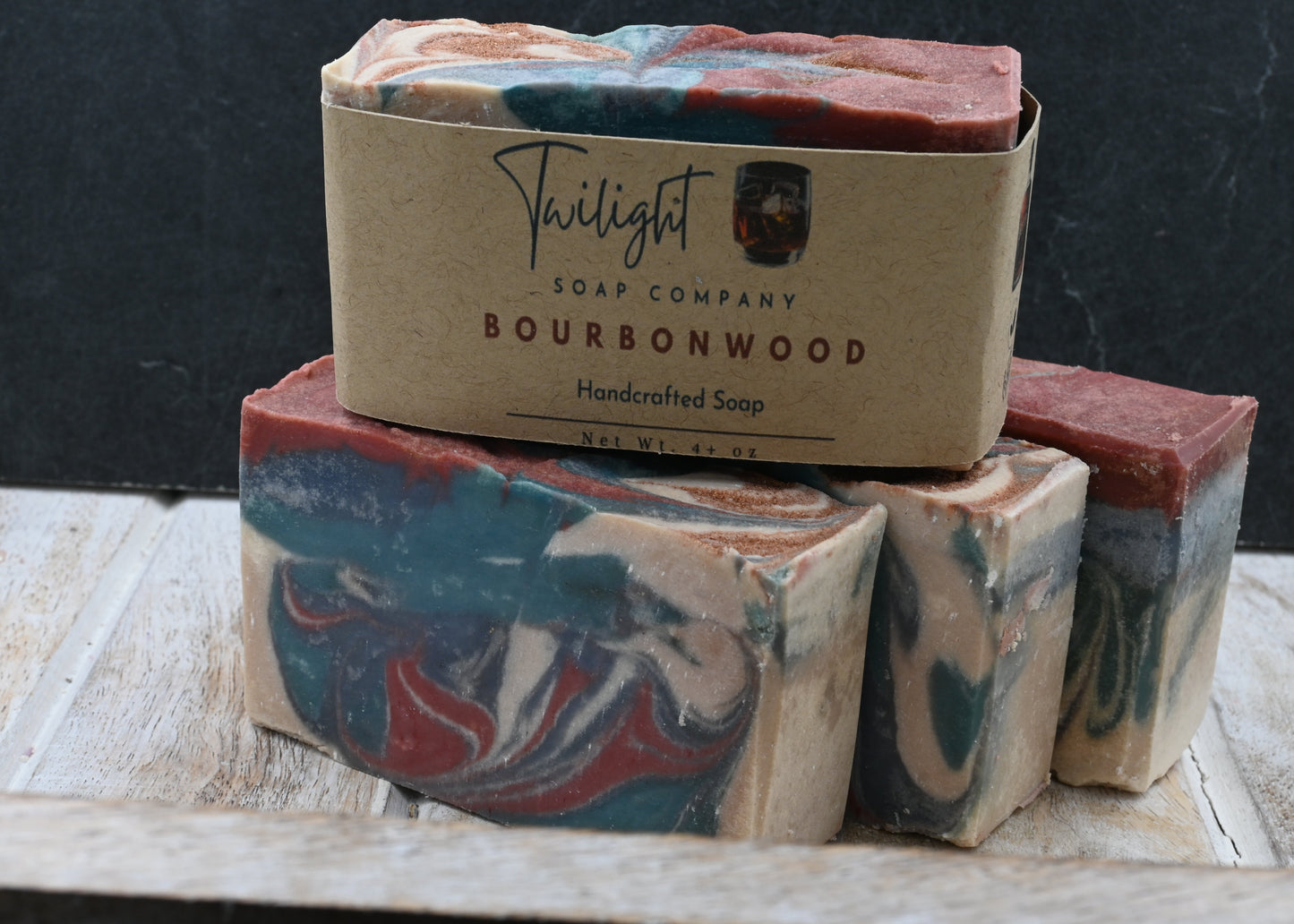 Bourbon Wood Soap, Plant Based Natural Aloe Vera Handmade Bar Soap
