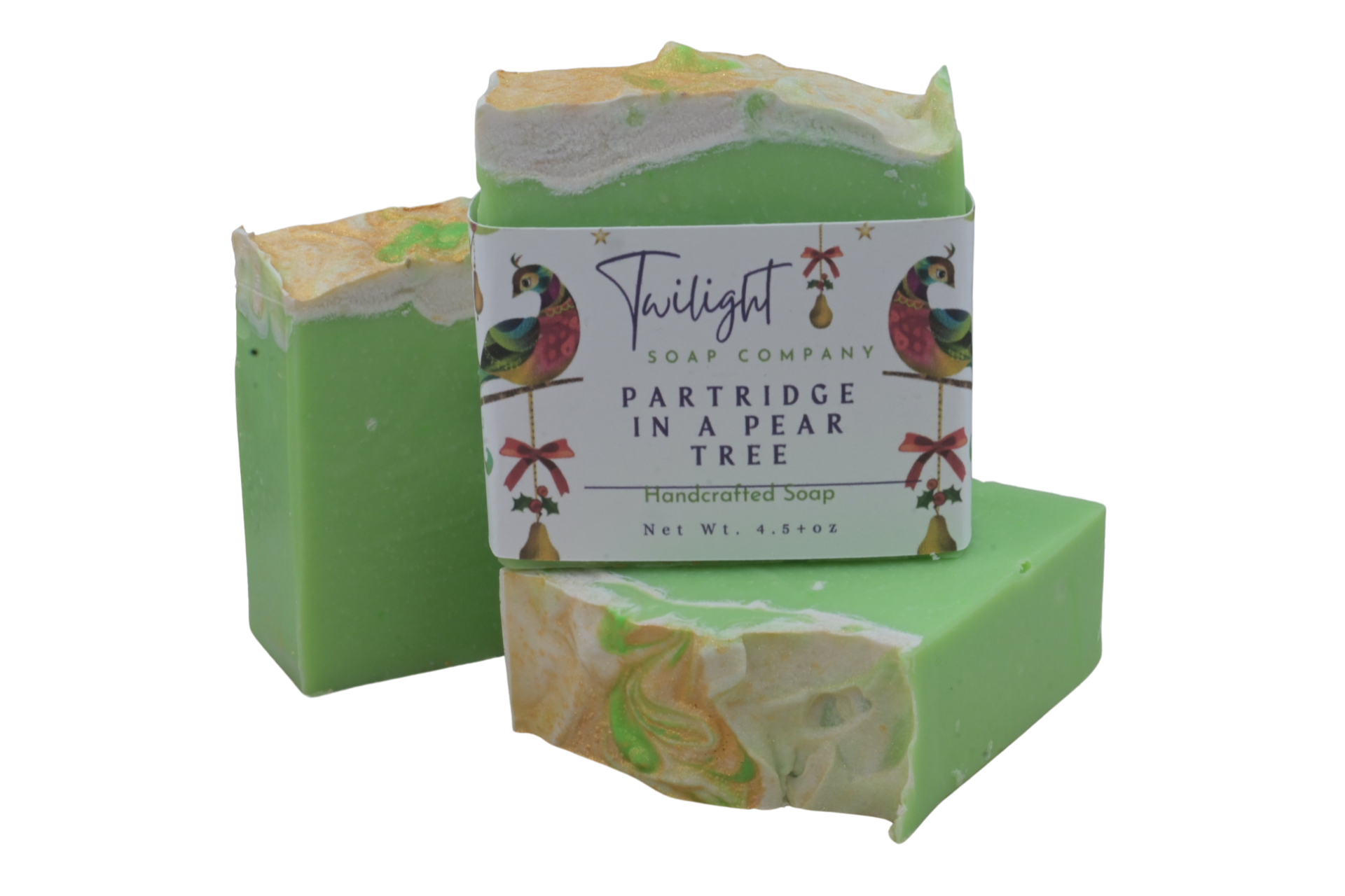 Partridge in a Pear Tree Soap – Aloe Vera Handmade Bar – Christmas Gift in Organza Bag