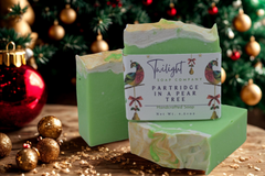 Partridge in a Pear Tree Soap – Aloe Vera Handmade Bar – Christmas Gift in Organza Bag