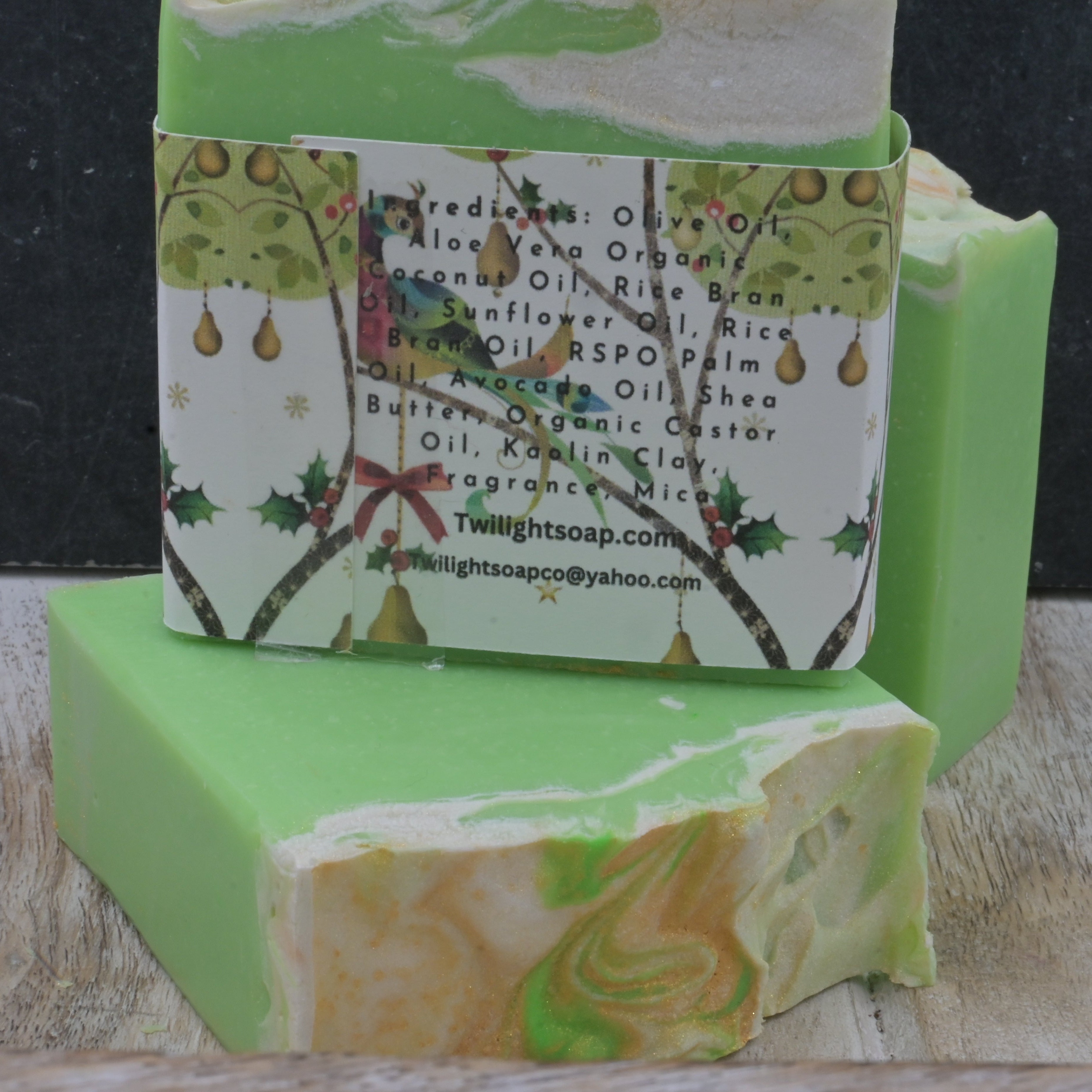 Partridge in a Pear Tree Soap – Aloe Vera Handmade Bar – Christmas Gift in Organza Bag