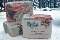 Stocking Stuffer, Winter Frost Soap Handmade Bar Soap with Coconut Milk in Organza Bag
