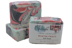 Stocking Stuffer, Winter Frost Soap Handmade Bar Soap with Coconut Milk in Organza Bag