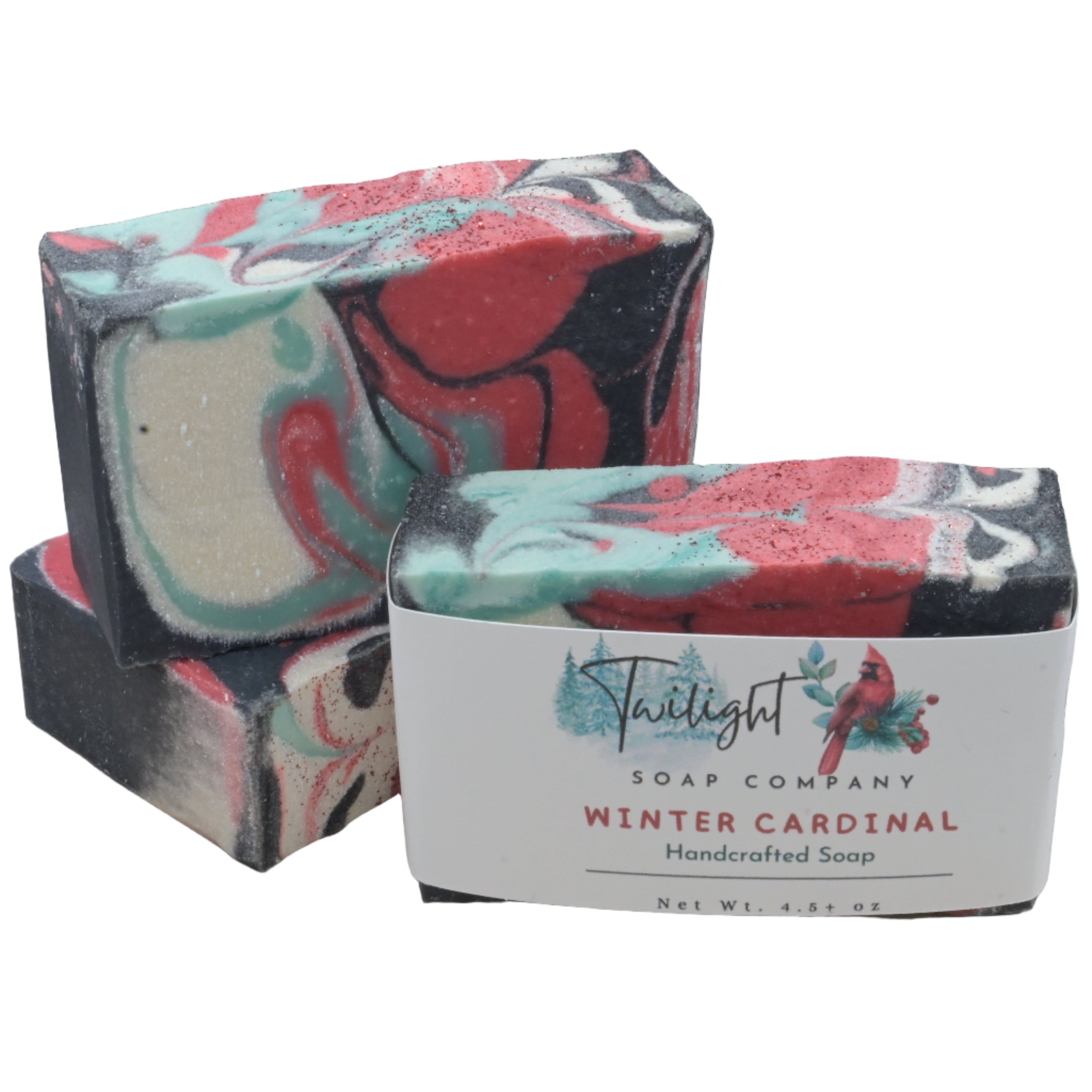 Winter Cardinal Handmade Bar Soap with Coconut Milk, Activated Charcoal and Shea Butter