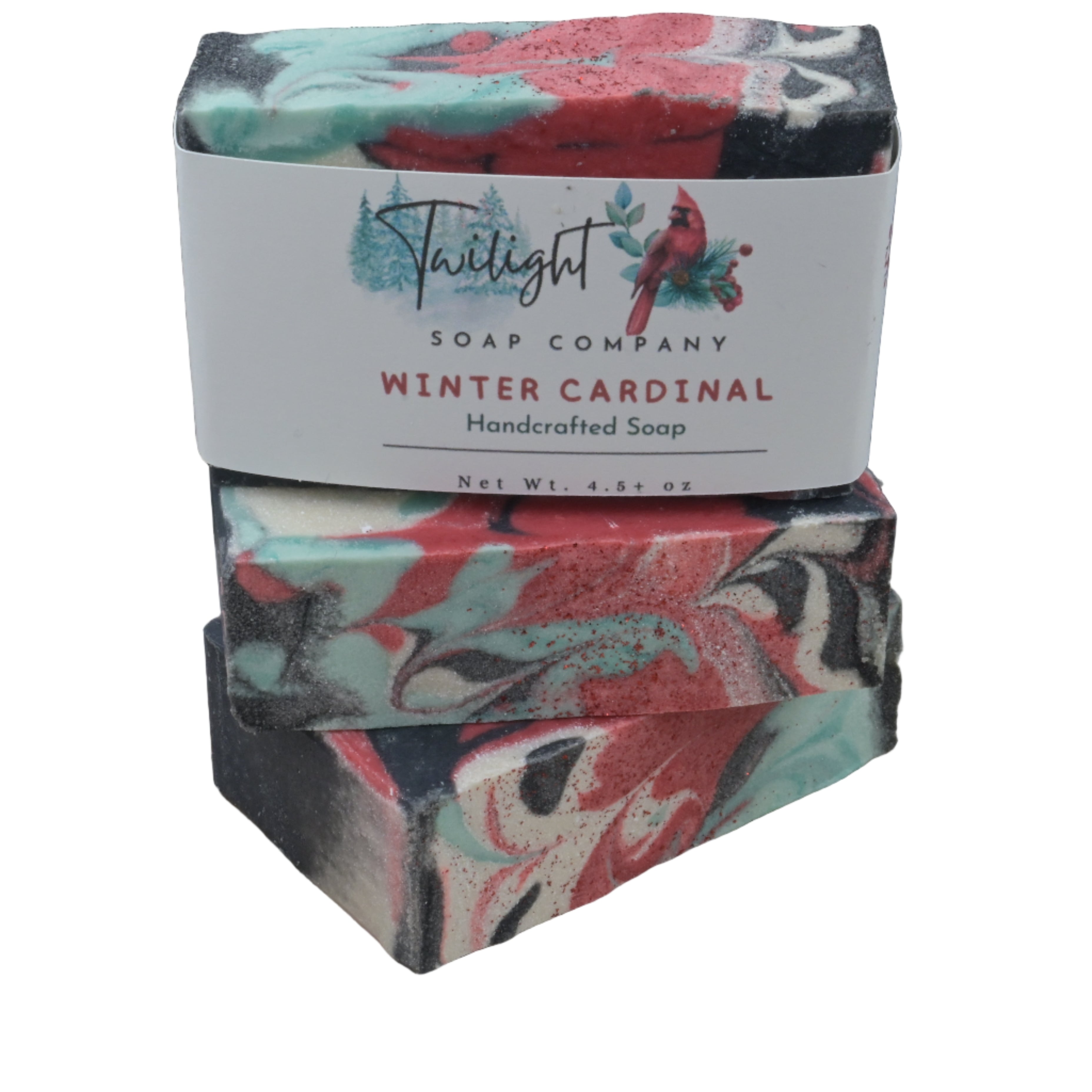 Winter Cardinal Handmade Bar Soap with Coconut Milk, Activated Charcoal and Shea Butter