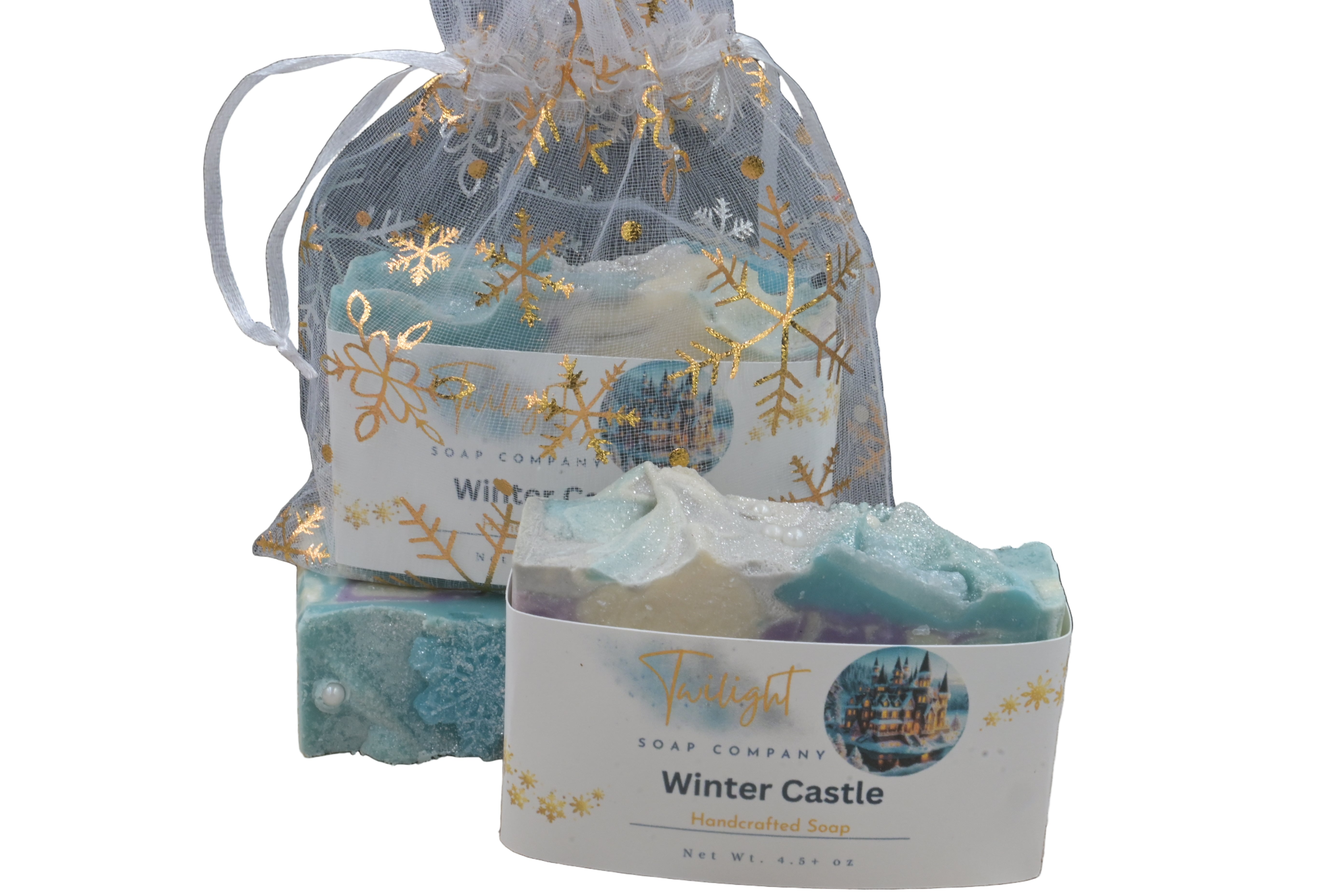 Winter Castle Plant Based Natural Aloe Vera Handmade Bar Soap in Organza Gift Bag