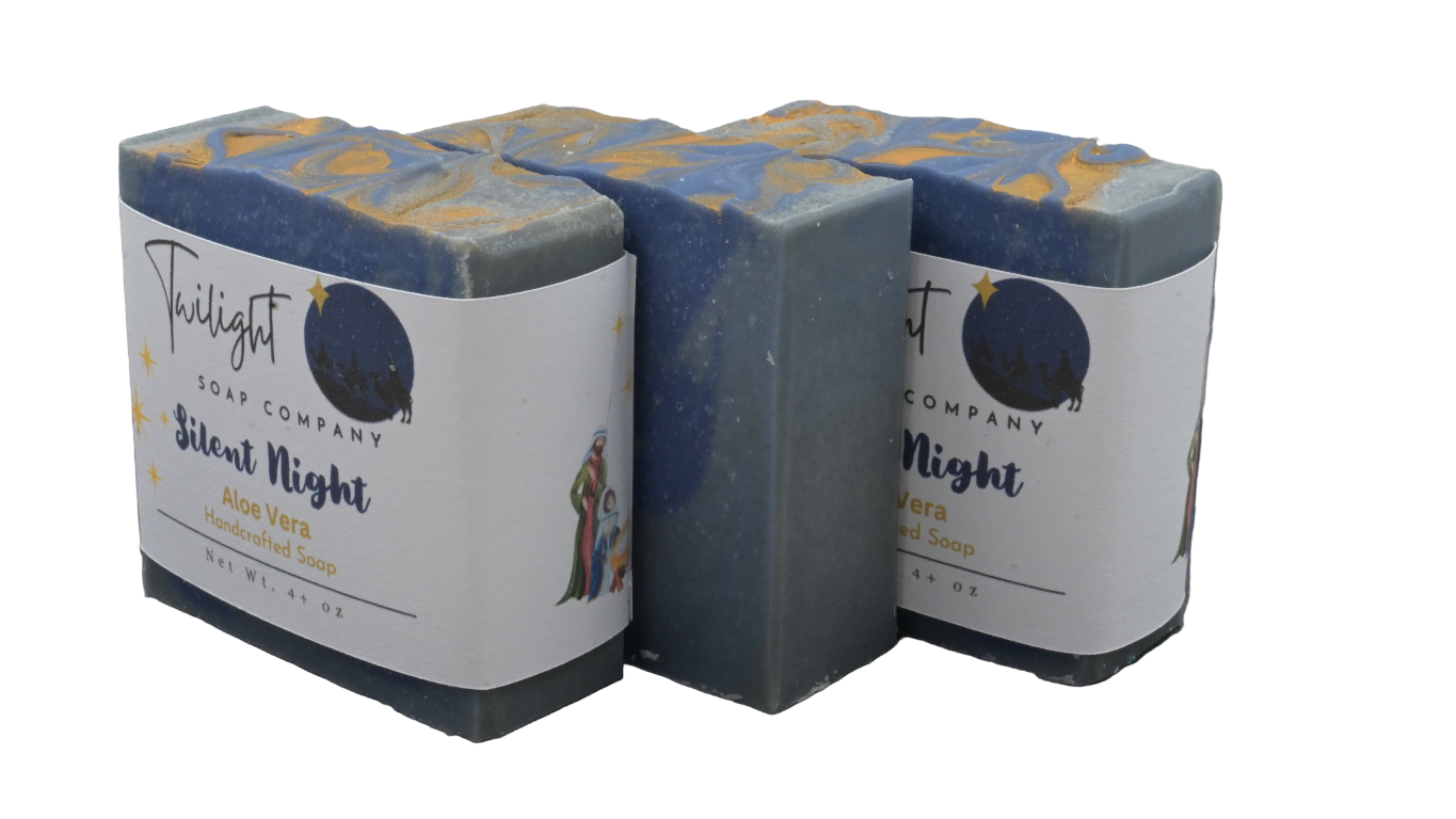 Silent Night Soap – Winter Eucalyptus & Pine – Handmade Holiday Bar in Organza Bag